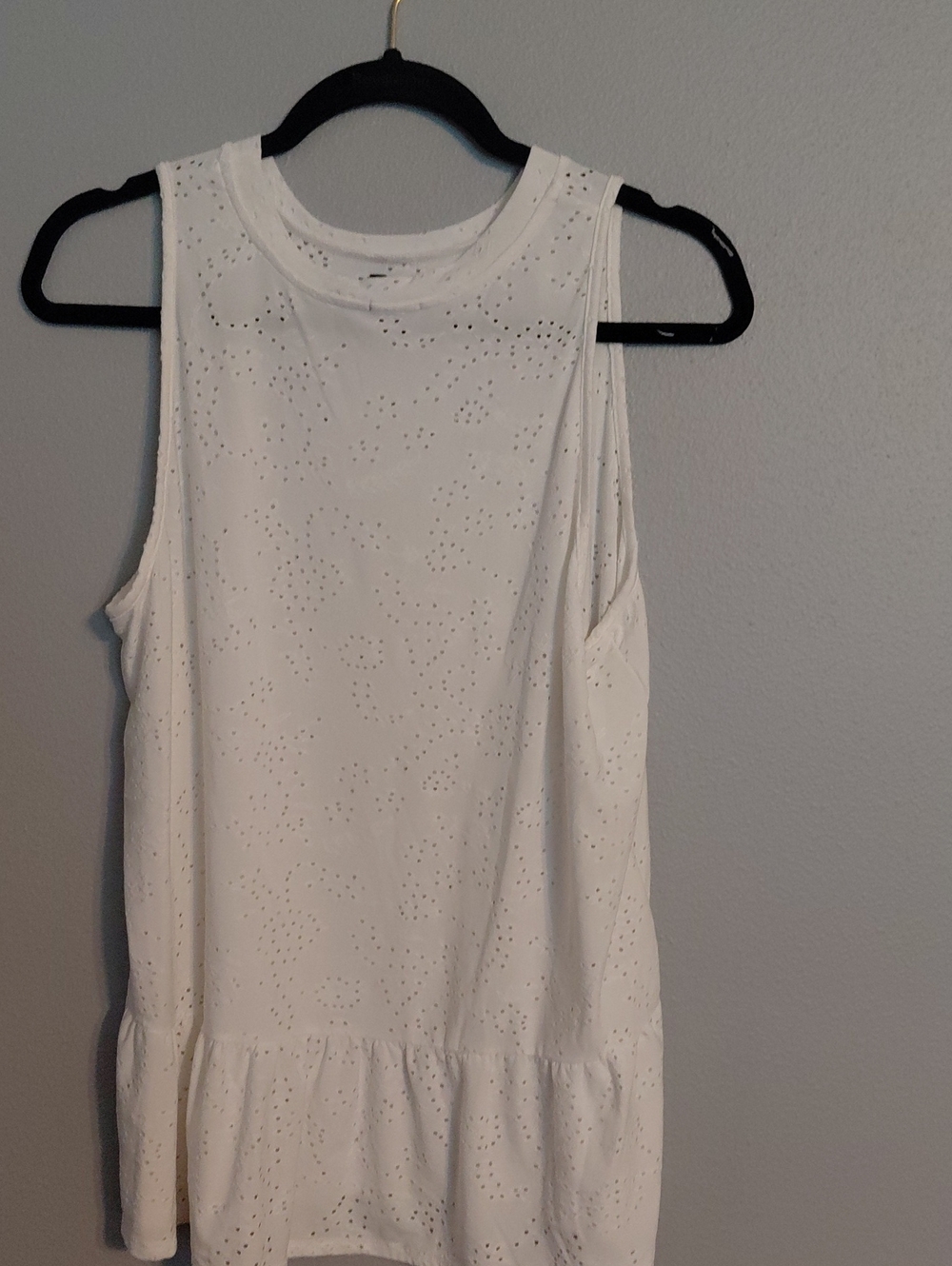 W5 White Eyelet Peplum Tank Top